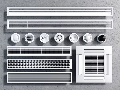 Air Conditioner Vents Various Designs Including Grille Circular Linear And Square Styles For Home Ventilation 3d model
