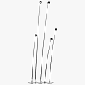 Abstract Floor Lamp with Curved Lines Modern Design and Walking Person Silhouette