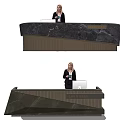 Elegant Modern Reception Desk With Marble Counter And Wooden Panels