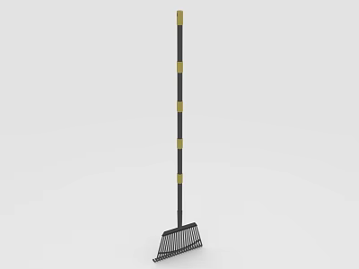 Durable Metal Garden Rake with Black Handle and Yellow Accents as Essential Hardware Tool for Outdoor Tasks 3d model
