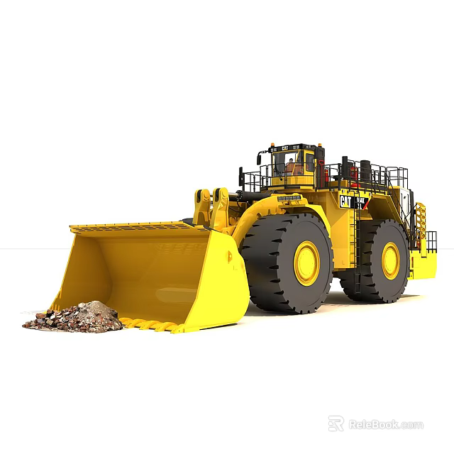 Yellow Heavy Duty Functional Vehicle with Large Bucket and Big Wheels for Construction Work 3d model 