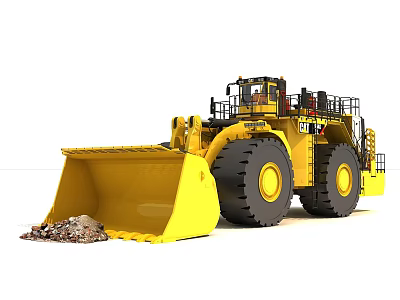 Yellow Heavy Duty Functional Vehicle with Large Bucket and Big Wheels for Construction Work 3d model