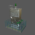 Industrial Equipment With Metal Structure Green Components And Safety Railing Platform