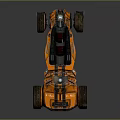 Orange Off Road Modified Car With Large Wheels Black Stripes And Futuristic Design