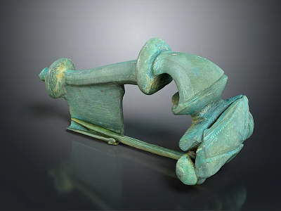 Vintage Bronze Equipment Featuring Curved Mechanical Structure And Connected Parts 3d model