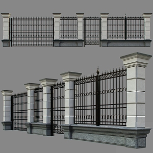 Outdoor wrought iron fence wrought iron fence courtyard wall 3d model