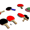 Sports Equipment With Red Black Green Table Tennis Rackets And White Balls
