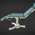 Adjustable Medical Examination Table With Green Padded Surface And Metal Support Frame