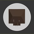 Small Wooden House Model With Brown Roof Two Chimneys And Blue Windows On White Platform