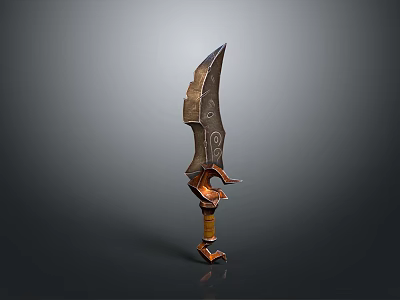3D Rendered Decorative Weapon With Intricate Metal Blade And Wooden Handle Design 3d model