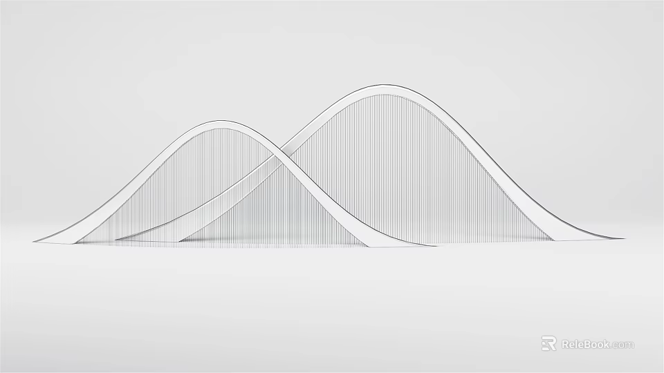 Modern Feature Wall Design With Wavy Lines And Linear Structure Elements 3d model 