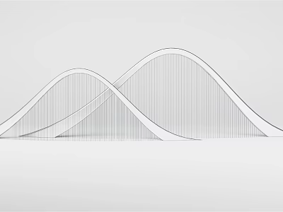 Modern Feature Wall Design With Wavy Lines And Linear Structure Elements 3d model