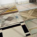 Square Rugs Featuring Geometric Patterns And Various Colors For Modern Home Decor 3d model