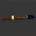 Brown Leather Wrapped Weapon With Gold Accent Black Tip And Red End Detail