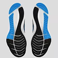 Black And Gray Running Shoes With Blue Orange Stripes And White Sole