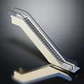 Modern Escalator With Metallic Handrails Sleek Surface And Dark Background Reflection 3d model