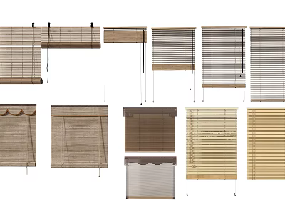 Different Types of Window Blinds in Various Styles and Colors 3d model
