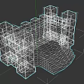 Stone Staircase With Block Design Castle Like Structure And Side Walls