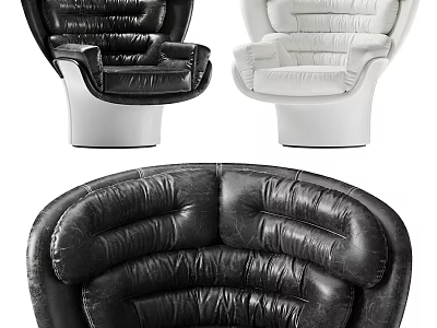 Black and White Leather Single Sofa with Modern Tufted Comfortable Design 3d model