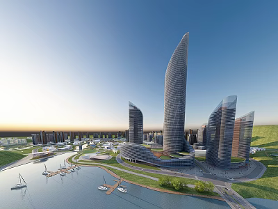 Modern Office Building Commercial High-rise 3d model