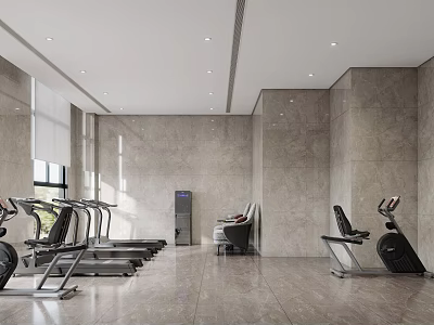 Modern Gym With Fitness Equipment And Bright Space 3d model
