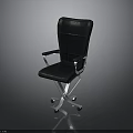 Modern Black Office Chair With Silver Metal Frame Armrests And Wheels