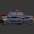 3D Cartoon Police Car Model With Red Blue Siren Lights And Silver Gray Purple Body