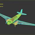Vintage Yellow Airplane with Propellers Silver Wings Detailed Fuselage and Reflection on Black Background