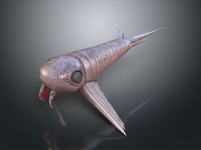 3D Character Design of Metallic Fish Creature With Slender Body And Large Eyes 3d model