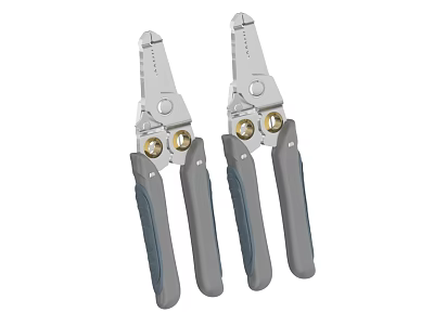 Hardware Tools Two Pliers with Grey Handles Blue Details and Gold Metal Parts 3d model