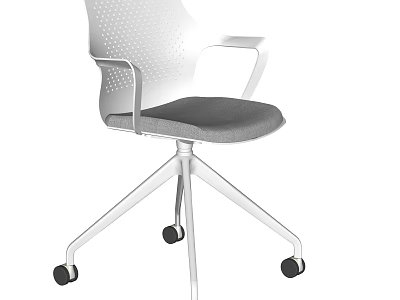 Modern Office Chair With Mesh Back Armrests Grey Seat And Rolling Wheels 3d model