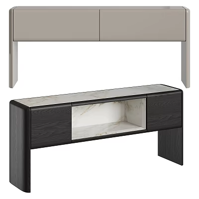 Elegant Modern Console Table With Black Wood Frame And Marble Top 3d model