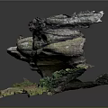Natural Rock Garden Landscape with Layered Varied Colored Rocks and Green Moss