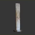 Artistic Stone Sculpture Carving Column Shaped With Red Patterns Square Base On Gray Background