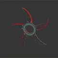 Star Shaped Throwing Sports Equipment with Black Red Edges and Circular Center Design
