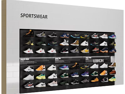 Sports Shoes Display With Diverse Styles In Sportswear Section 3d model