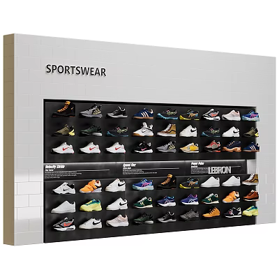 Sports Shoes Display With Diverse Styles In Sportswear Section 3d model