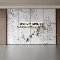 Architectural Design Company Reception Background Wall With Great Wall Ink Art Pattern 3d model