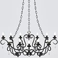 Elegant Black Iron Chandelier With Candle Style Lights And Chain Hanging Decorative Design