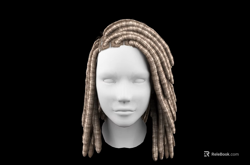 Game and Movie Character With Long Brown And Beige Braided Hair 3d model 