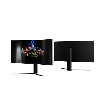 Curved Gaming Monitor And Flat Screen Display With Modern Stand For League of Legends 3d model
