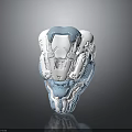 Blue And White Fashion Helmet With Complex Structural Futuristic Tech Design