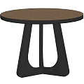 Modern Round Dining Table With Brown Tabletop And Stylish Black Legs Design 3d model