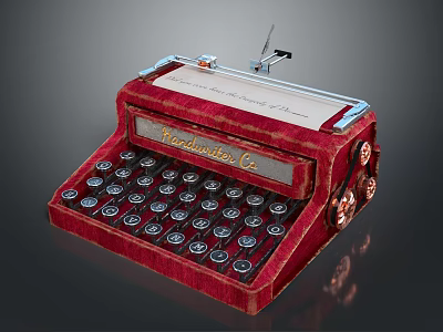 Vintage Red Remington Co Office Typewriter Classic Office Appliance Design 3d model
