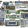 Diverse Plaza Landscape Designs Featuring Water Features Greenery And Paving Layouts