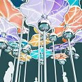 Vibrant Colorful Petal Shaped Art Installation With Transparent Structure For Public