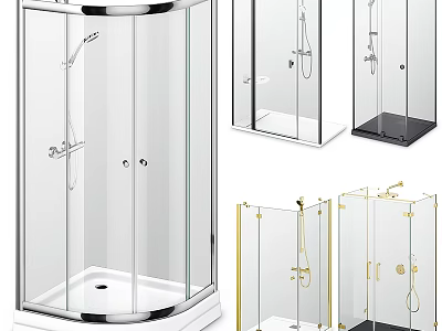Contemporary Shower Sauna Enclosures Featuring Transparent Glass And Modern Fixtures In Various Styles 3d model