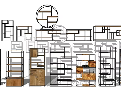 Varied Design Display Shelves With Wooden And Metal Frame For Retail Stores 3d model