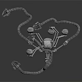 Futuristic Mechanical Spider Creature With Metallic Legs And Red Eyes