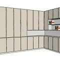 Modern Decorative Cabinet Interior With Vases Shelves Lighting And Cabinet Doors